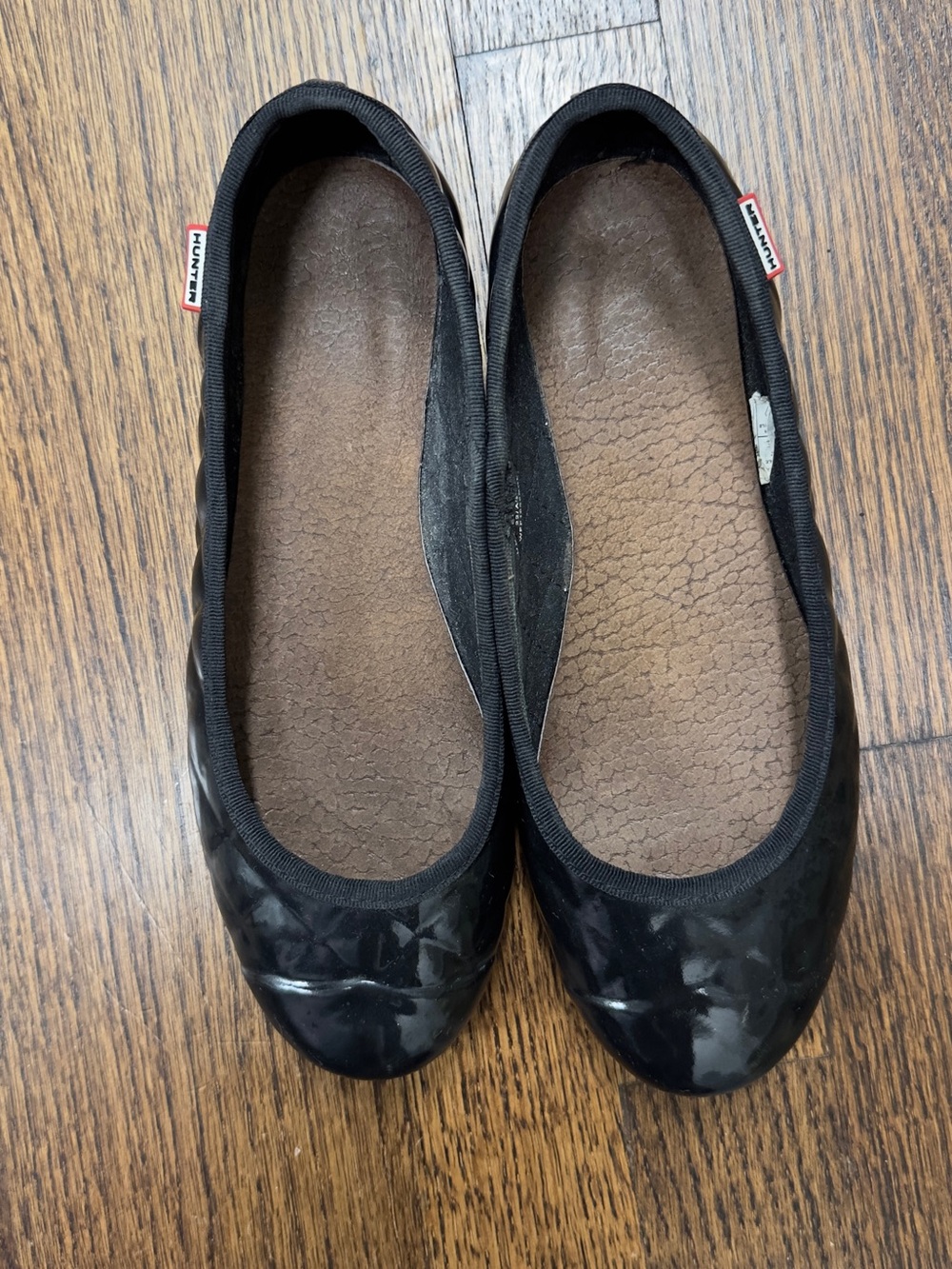 Hunter Black Women’s Ballet Flats patent quilted